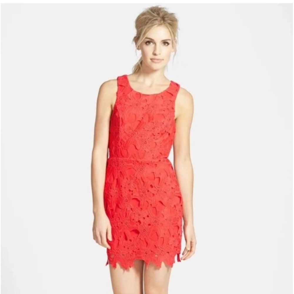 ASTR The Label Coral Pink Floral Lace Overlay Sleeveless Mini Dress NWT Sz XL